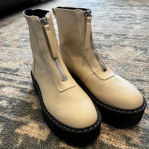 H&M Cream Ivory Platform Zip-up Boots 5.5 Womens